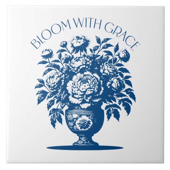 Vintage Vase Flower Blue Chinoiserie  (Frente)