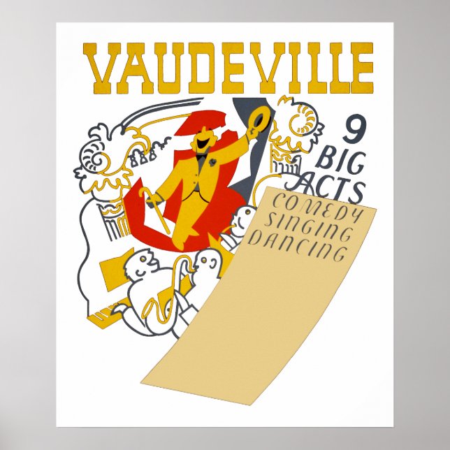 Vintage Vaudeville Show Poster Abstrato Art (Frente)