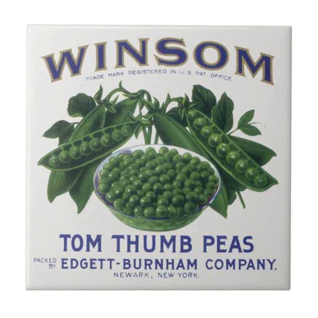 Vintage Vegetal Pode Rotular Arte, Ervilhas Winsom (Frente)