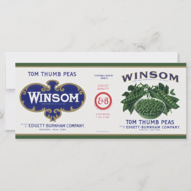 Vintage Vegetal Pode Rotular Arte, Ervilhas Winsom (Frente)