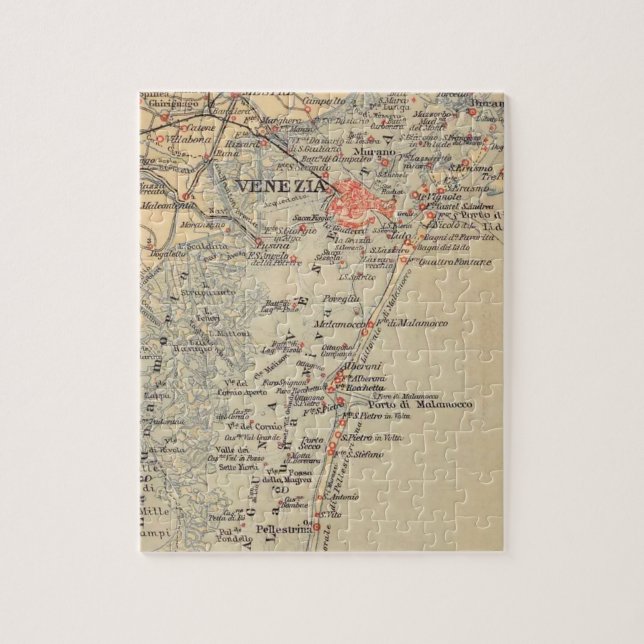 Vintage Veneice Itália Map Quebra-cabeça (Vertical)