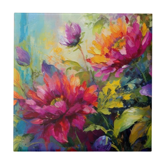 Vintage Vibrant Floral Painting (Frente)