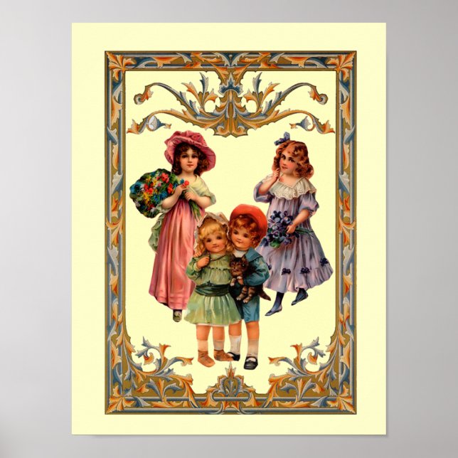 Vintage Victorian Children Art Poster (Frente)