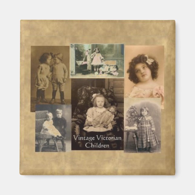 Vintage Victorian Children Collage Imã de geladeir (Frente)
