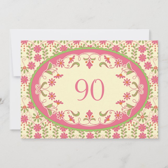 Vintage Victorian Daisy Birthday Convite (Frente)