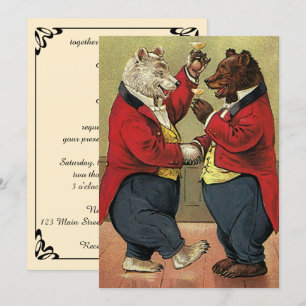 Vintage Victorian Dancing Bears Convite