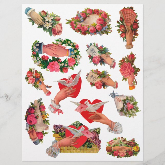 Vintage Victorian Era Scrapbook Hearts Hand Whimsy (Frente)