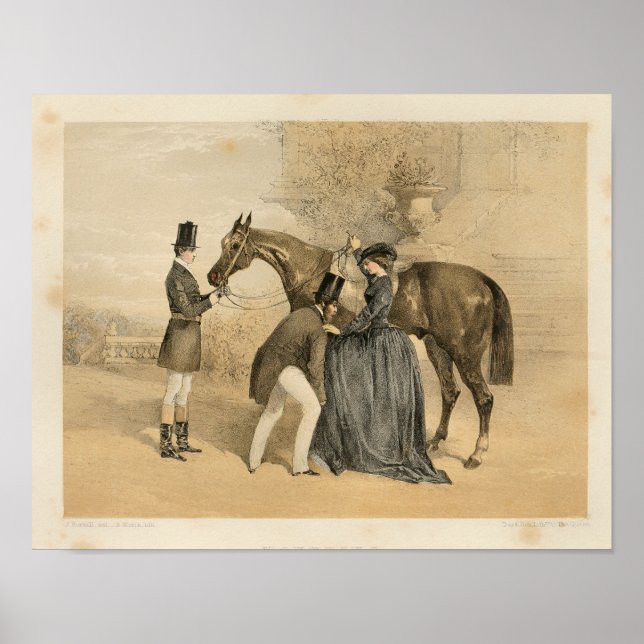 Vintage Victorian Female Equestrian Art Impressão  (Frente)