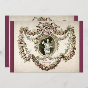 Vintage Victorian Floral Frame Weditation Convite