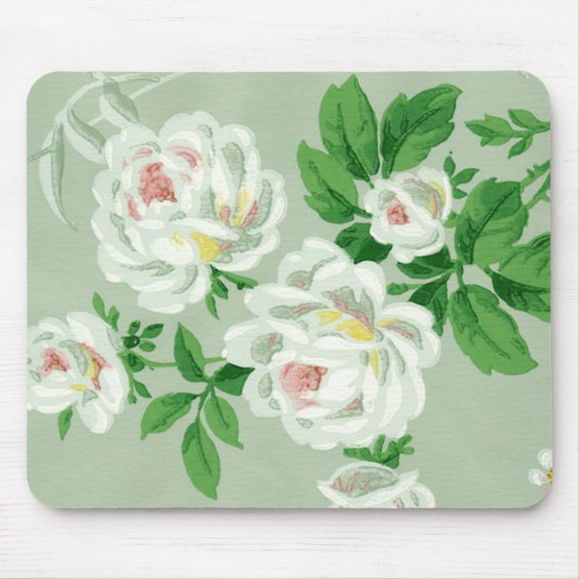 Vintage Victorian Floral Green Wallpaper Mousepad (Frente)