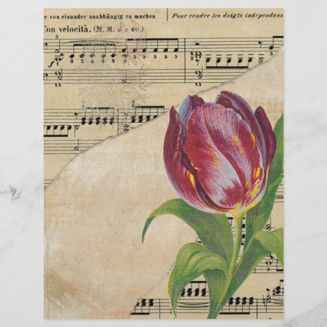 Vintage Victorian Music Romance Tulips (Frente)