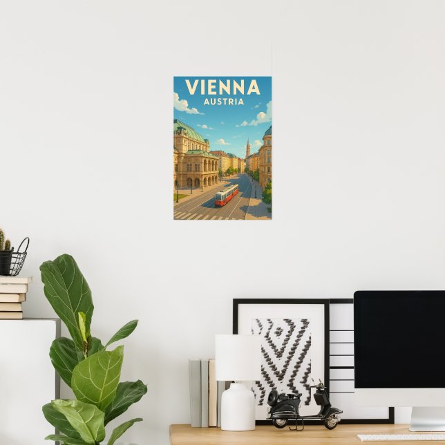 Vintage Vienna Austria Travel Poster (Escritório em casa)