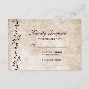 Vintage Vines Elegante Rustic Weds Cartões RSVP