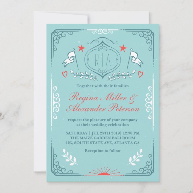 Vintage Vintage, Convite para Casamento Medieval (Frente)