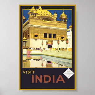 Vintage Visite a Poster clássica Índia Viagem