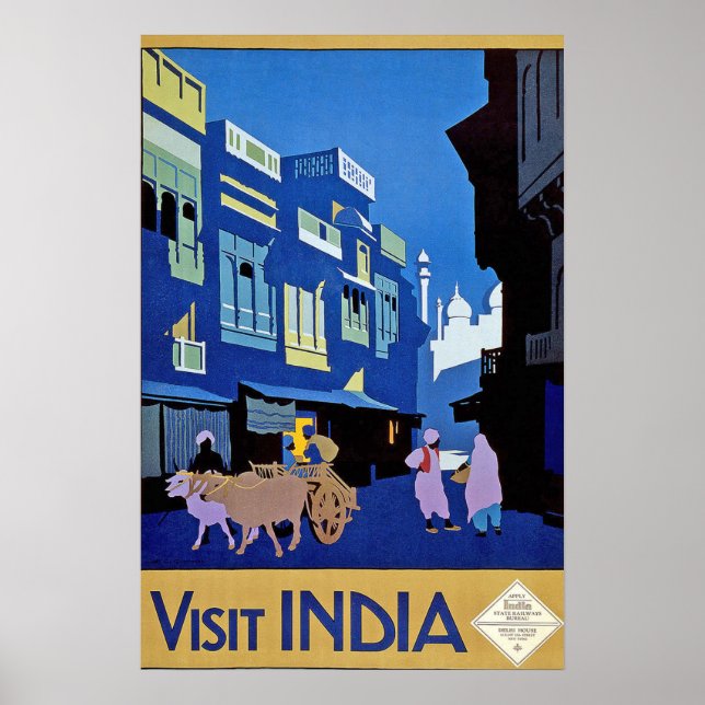 Vintage Visite o Impressão Poster de viagens da Ín (Frente)