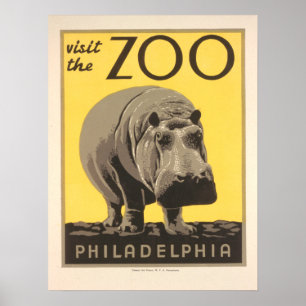 Vintage Visite o Zoo - Poster Filadélfia