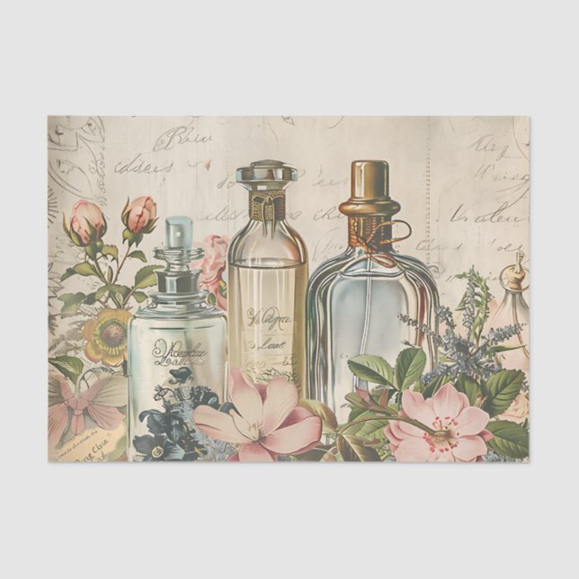Vintage Vitoriano Perfume Decoupage Papel Tecido (Frente )