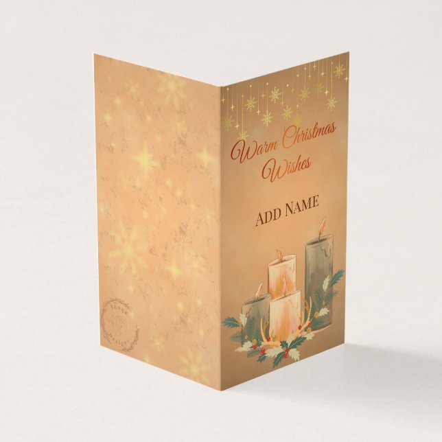 Vintage Warm Christmas Candle Greeting Card (Exterior)