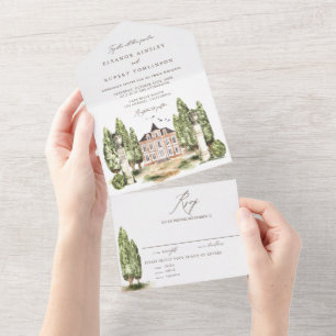 Vintage Watercolor English Manor Wedding
