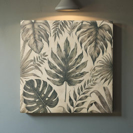Vintage Watercolor Floral Botânica Verde Tropical