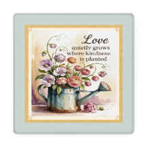 Vintage Watercolor Flowers com Aspas Conjunto de P