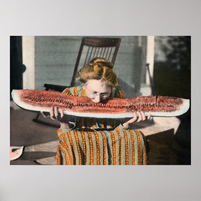 Vintage Watermelon Eating poster (Frente)