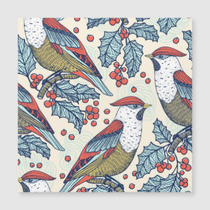 Vintage Waxwings Holly Natal Padrão