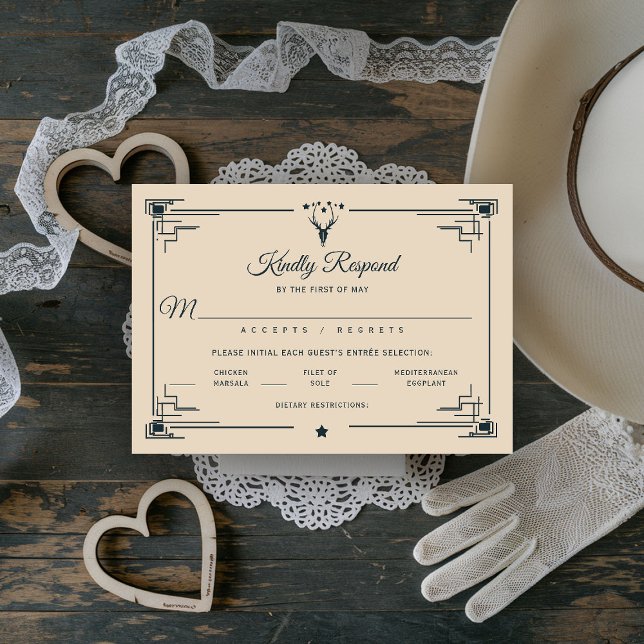 Vintage Western Cowboy Country Meal Wedal RSVP (western wedding RSVP reply cowboy cowgirl country rustic ranch barn outdoor vintage southwest desert)