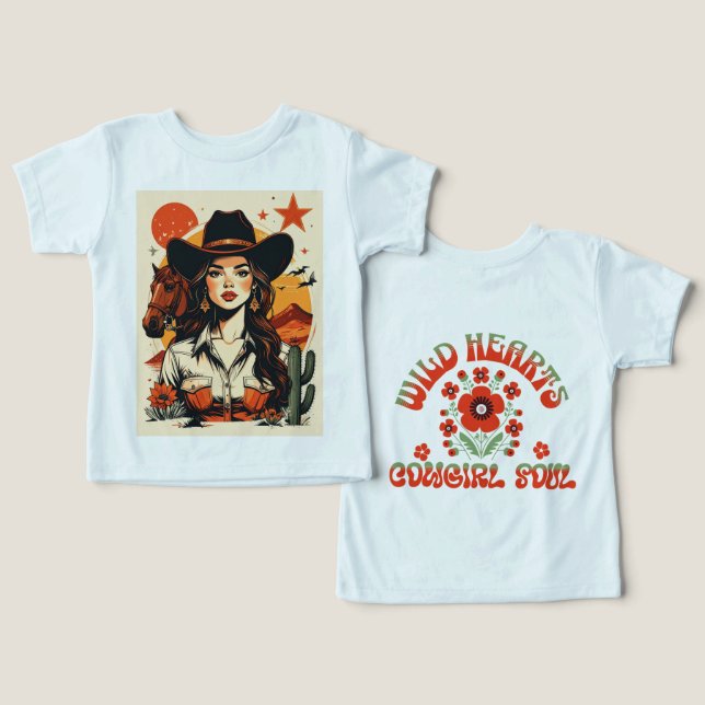 Vintage Western Cowgirl Sunset Illustration  (Design Frente e Verso)