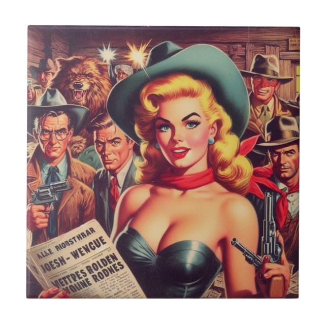 Vintage Western Pulp Girl (Frente)
