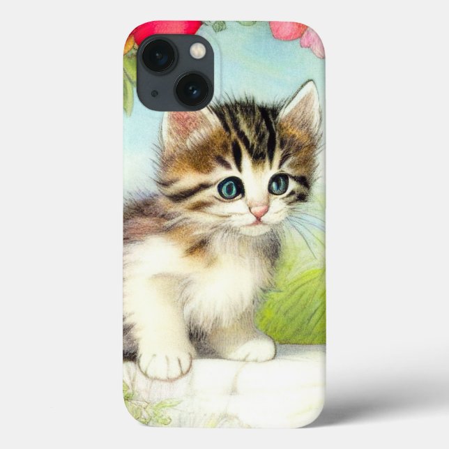 Vintage White e Brown Kitten com Flores (Verso)