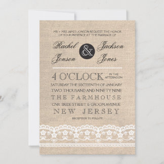 Vintage White Lace & Burlap Weditation Convite
