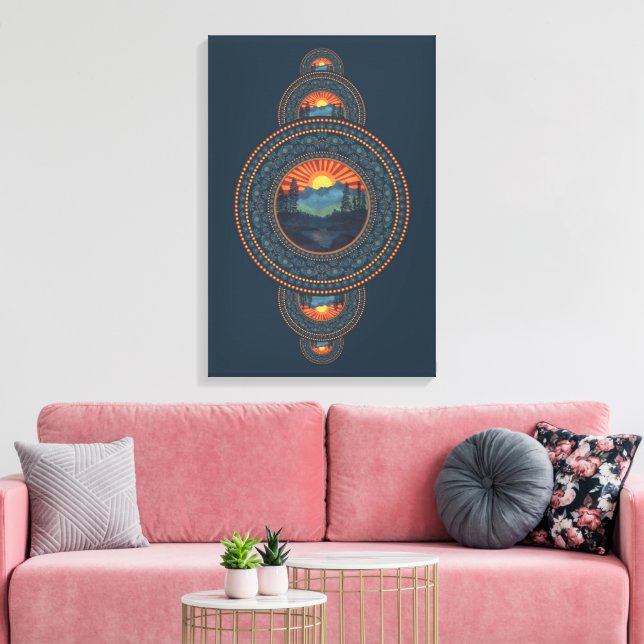 Vintage Wilderness Canvas Ornamental Mandala (Insitu(Sala de estar))
