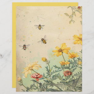 Vintage Wildflower and Beers Scrapbook Paper