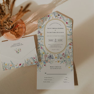 Vintage Wildflower Fern Beige Wedding