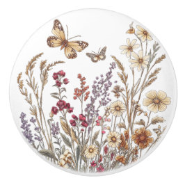 Vintage Wildflower Meadow com Borboletas