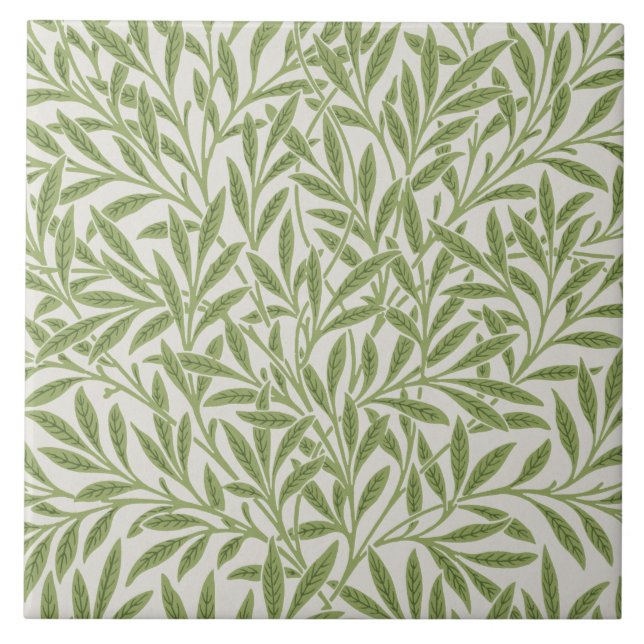 Vintage William Morris Green Willow Leaves Pattern (Frente)