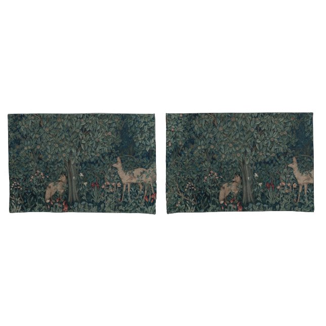 Vintage William Morris Greenery Animais Florestais (Frente - conjunto)