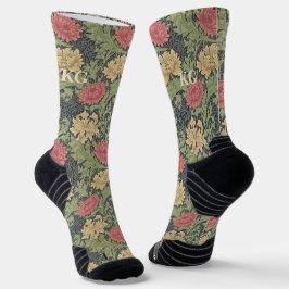 Vintage William Morris Marinho Blue Red Chrysanthe