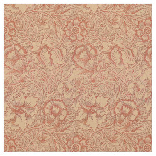 Vintage William Morris Poppy Tecido de Padrão Flor