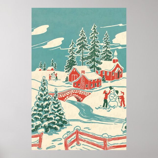 Vintage Winter Christmas Poster (Frente)