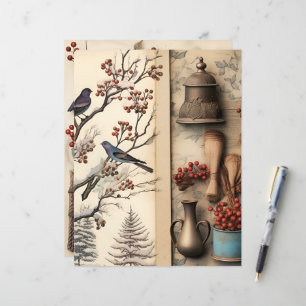 Vintage Winter Ephemera Scrapbook Paper
