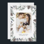Vintage Winter Greenery Felry Cartão com fotos de<br><div class="desc">Nossa coleção de "verduras de inverno" apresenta vegetação de pinheiros com aquarela minimalista excelente para suas cartas e convites,  mas também para outras papelaria e muitos outros itens. A fonte séria associada a uma fonte elegante de script é fácil de personalizar. Verifique em nossa loja mais itens desta coleção.</div>
