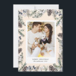 Vintage Winter Greenery Felry Cartão com fotos de<br><div class="desc">Nossa coleção de "verduras de inverno" apresenta vegetação de pinheiros com aquarela minimalista excelente para suas cartas e convites,  mas também para outras papelaria e muitos outros itens. A fonte séria associada a uma fonte elegante de script é fácil de personalizar. Verifique em nossa loja mais itens desta coleção.</div>