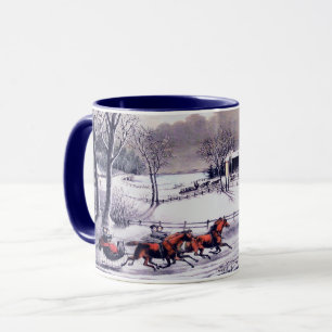 Vintage Winter Scene. Caneca de Presente de Natal