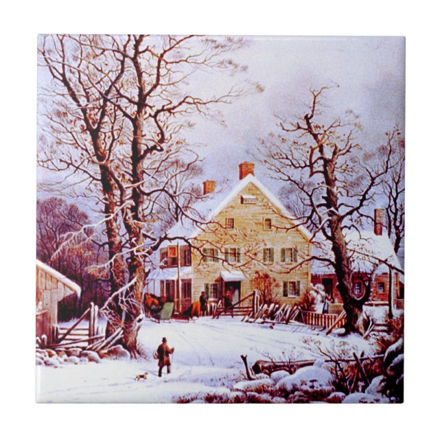 Vintage Winter Scene. Presente de Natal (Frente)