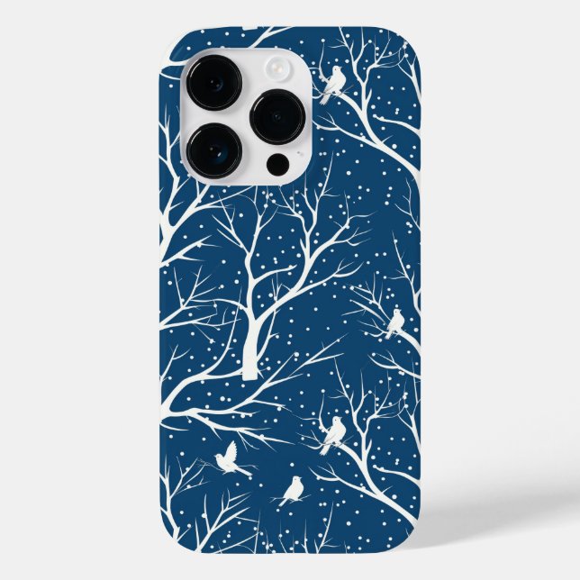 Vintage Winter Sky White Birds Snowflakes (Verso)