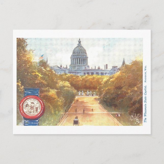 Vintage Wisconsin Capitol com cartão postal (Frente)