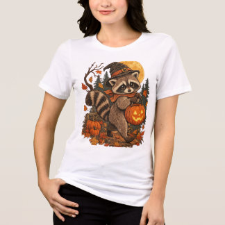 Vintage Witch Raccoon Halloween Abóbora Outono Out